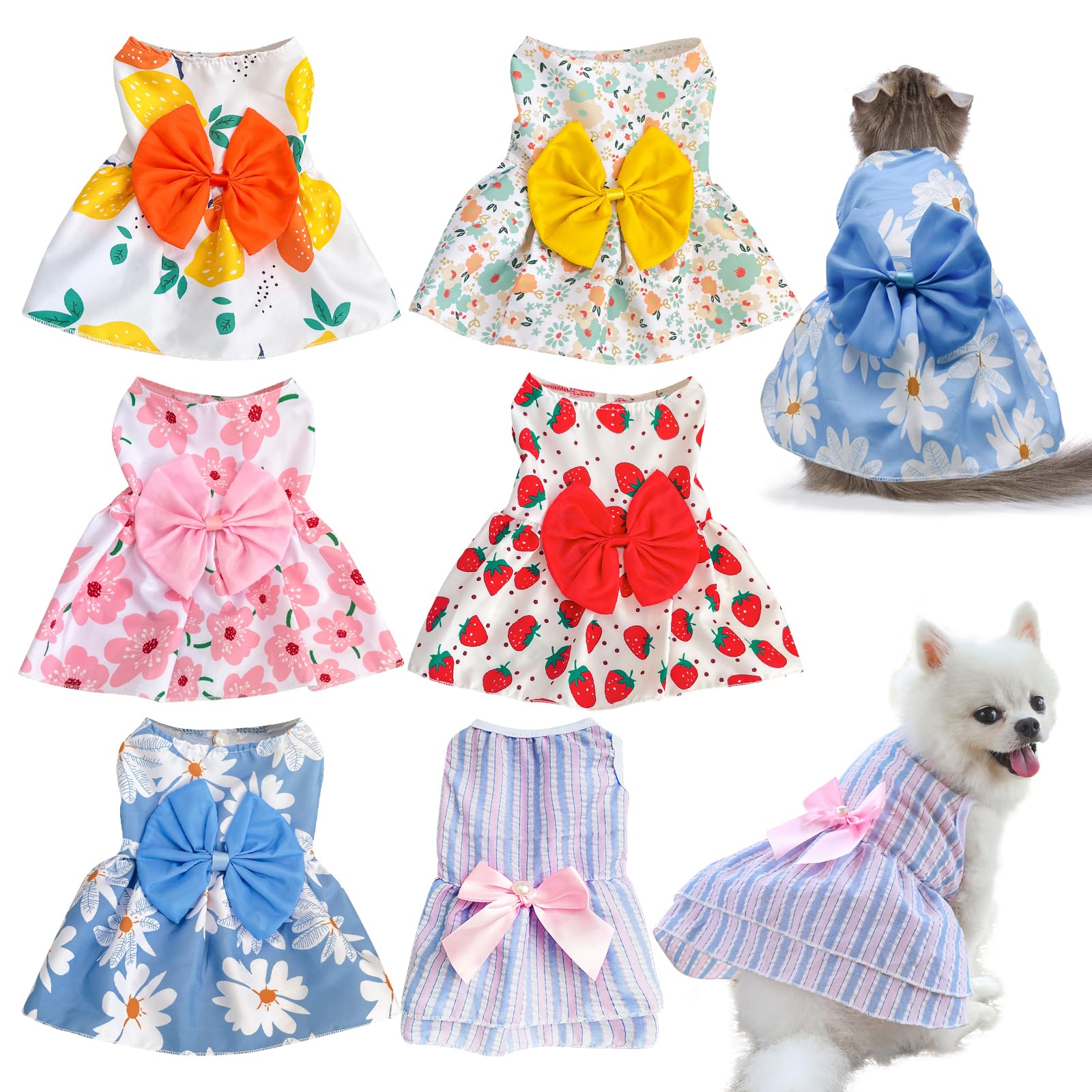 Set 6 Abitini con Fiori — 6-Piece Floral Dog Dress Set