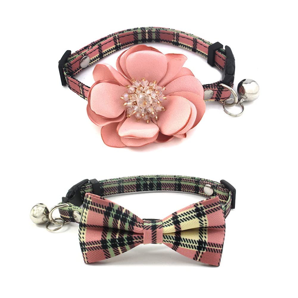 Set 2 Collari Floreali con Fiocco e Charm — Floral Dog Collar Set with Bowtie